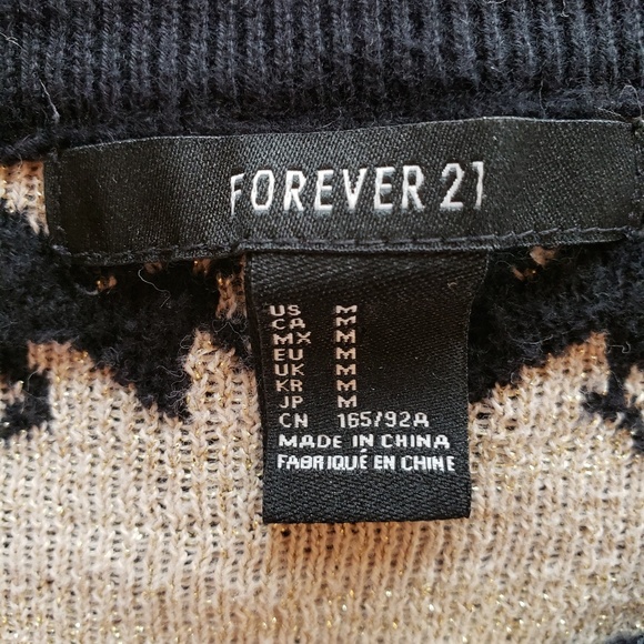 Forever 21 black and gold sparkle deer sweater - Picture 3 of 5